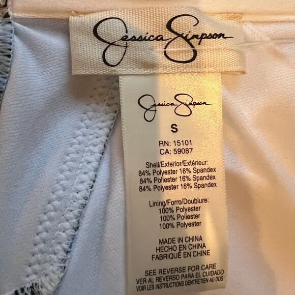 Jessica Simpson Sassy Safari Cami Bikini Top Navy Animal Print Cut Out Small NWT - Picture 6 of 8